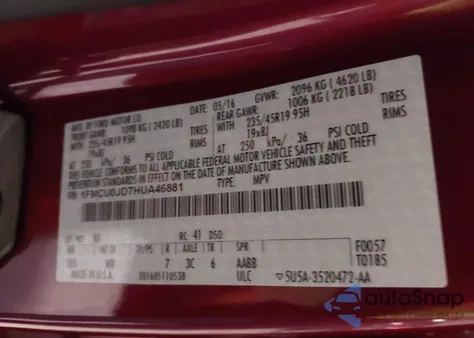 2017 Ford Escape Titanium from USA, damaged, VIN 1FMCU0JD7HUA46881